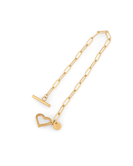 LAVANA Heartlock Gold Paperclip Bracelet