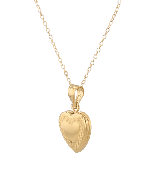 LAVANA Heirloom Etched Heart Locket Necklace Gold