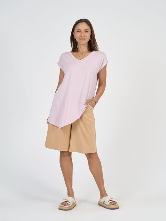 Lou Lou Simone Wide Leg Bamboo Shorts (Tan)
