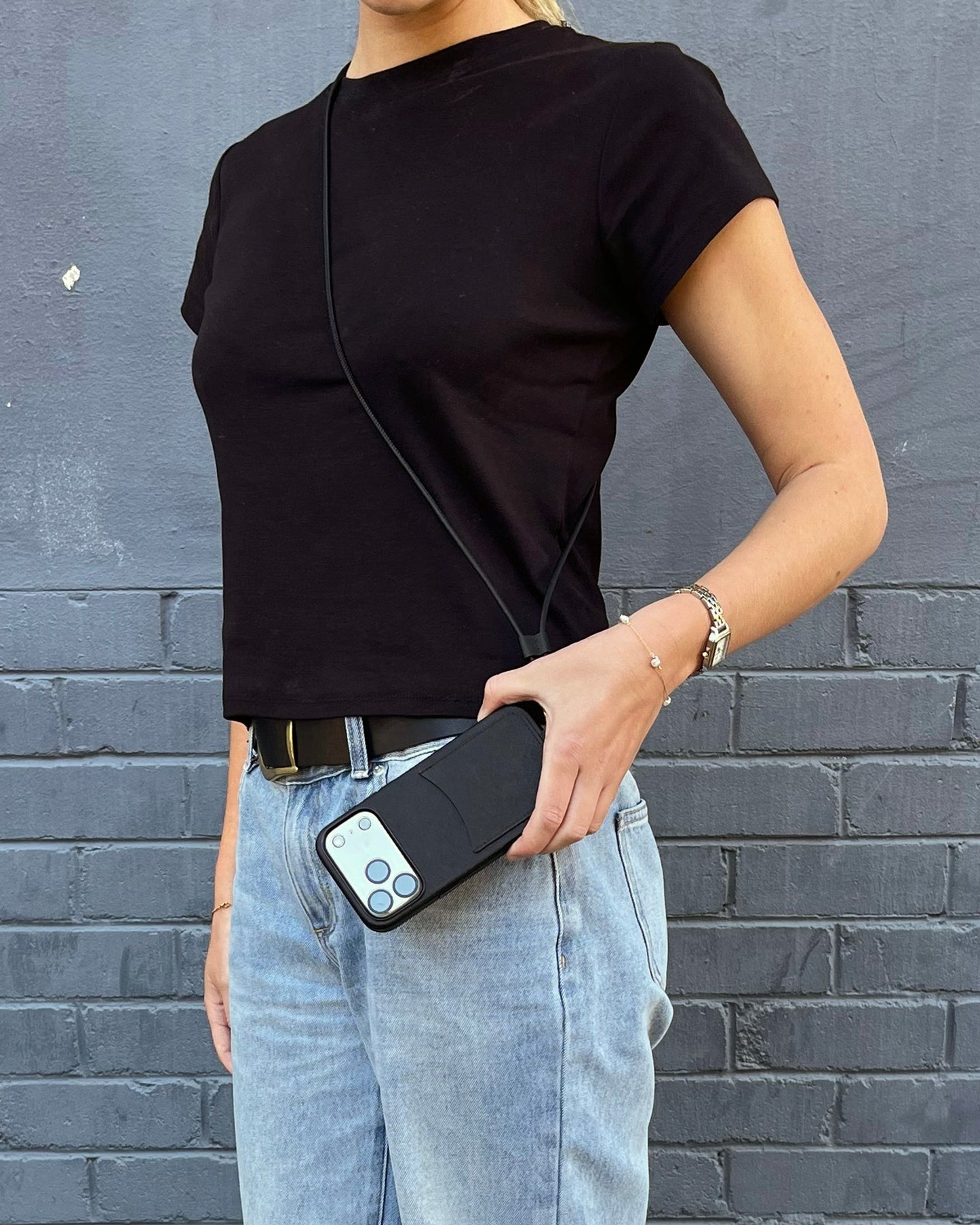 The Daily Edited iPhone 17 Pro Case with Crossbody Strap (Black)
