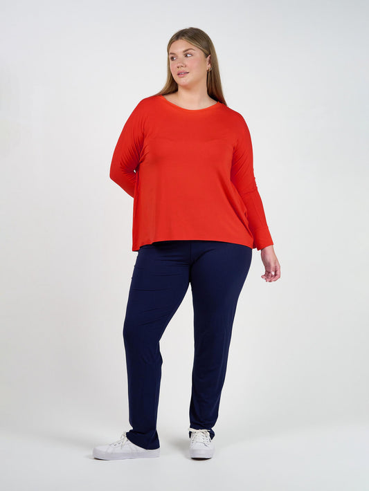 Lou Lou Warwick Bamboo Fold Over Waist Pant (Navy)