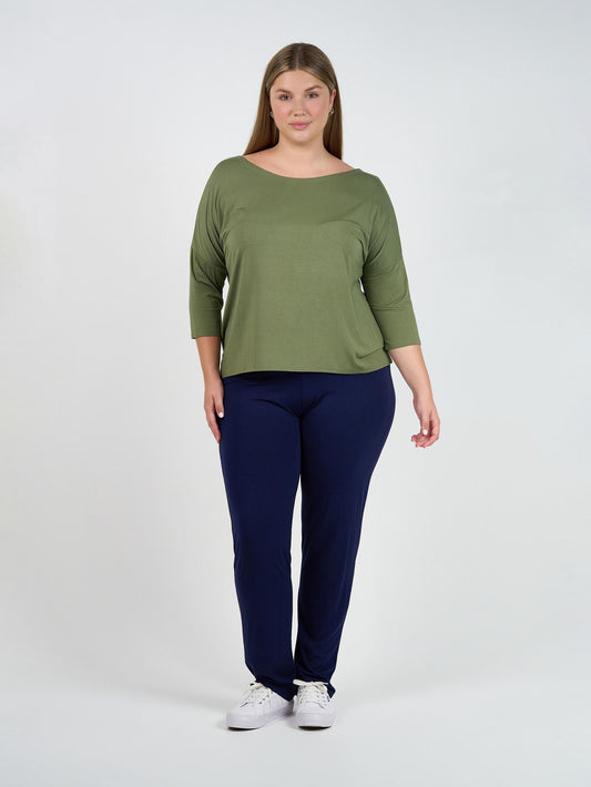Lou Lou Camila 3/4 Sleeve Bamboo Top (Olive)