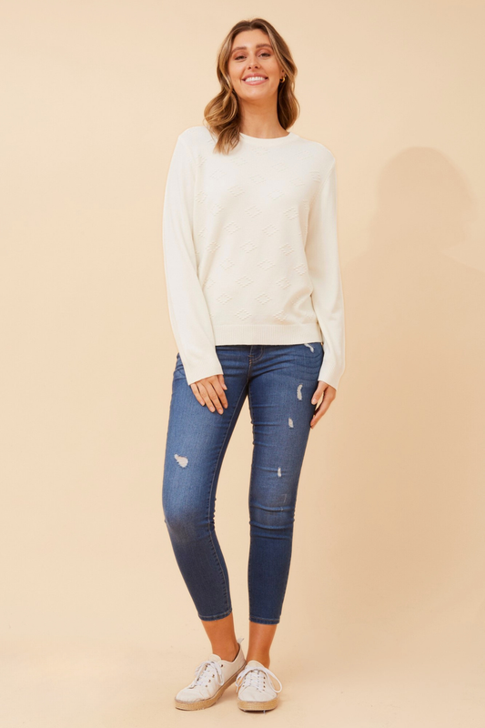 ANGIE DIAMOND PATTERN KNIT PULLOVER (Orchid)