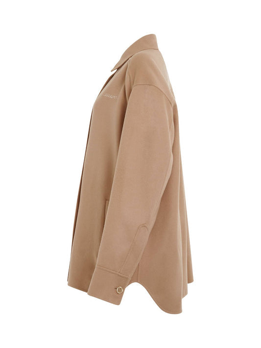 MARNI Logo Embroidered Buttoned Overshirt (Light Camel)