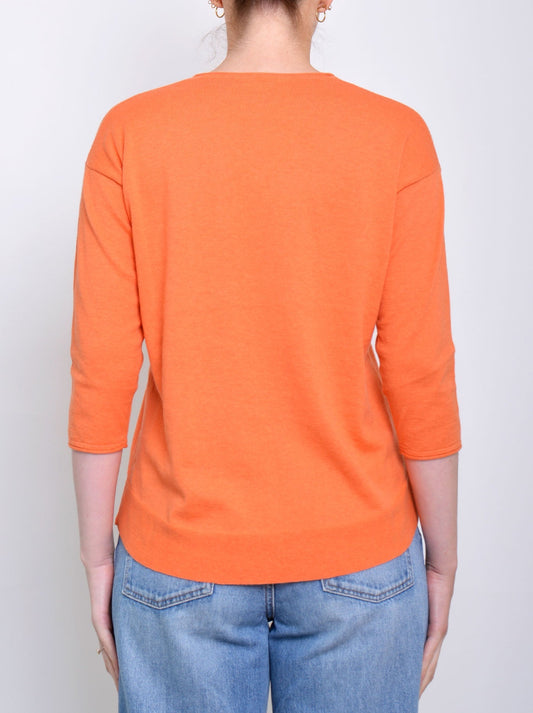 JAMES MELBOURNE VEE NECK 3/4 SLEEVE KNIT (Orange)