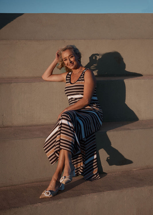 Lou Lou Janet Sleeveless Bamboo Maxi Dress (Stripe)