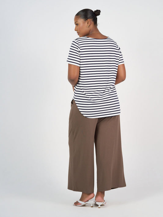 Lou Lou Janis Short Sleeve Bamboo T-Shirt (Navy & White Stripe)