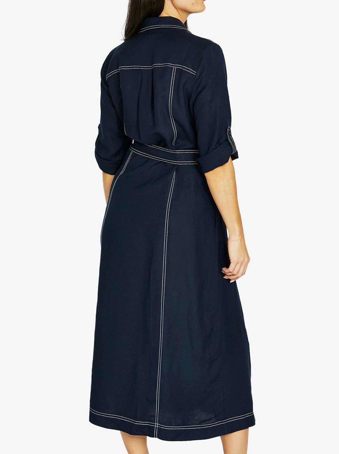 JUMP CONTRAST STITCH TIE DRESS (Navy A)