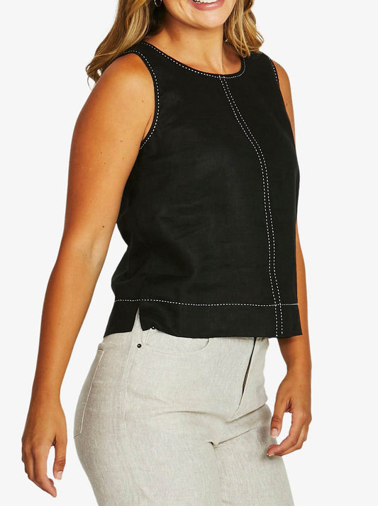 JUMP TACK STITCH TOP (Black)