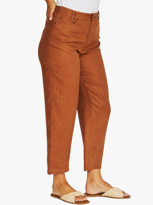 JUMP BARREL LEG LINEN JEAN (Chestnut)