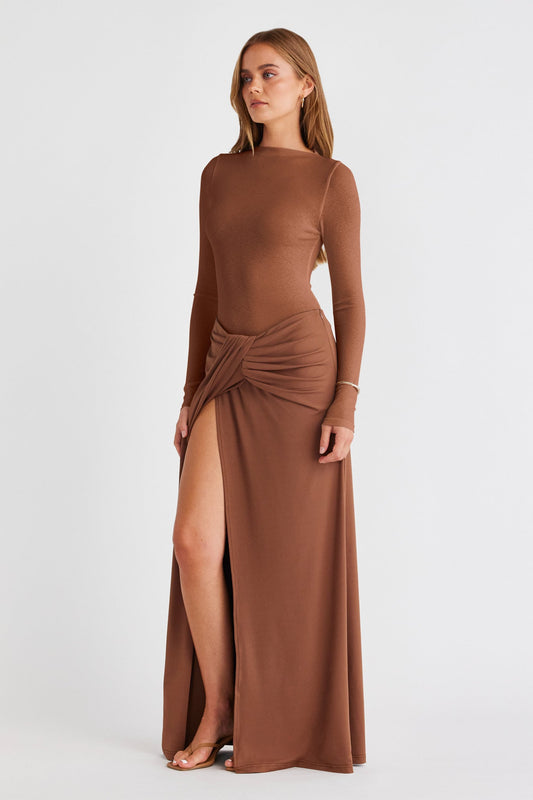 SNDYS CANTARIOS JERSEY MAXI SKIRT (Mocha)
