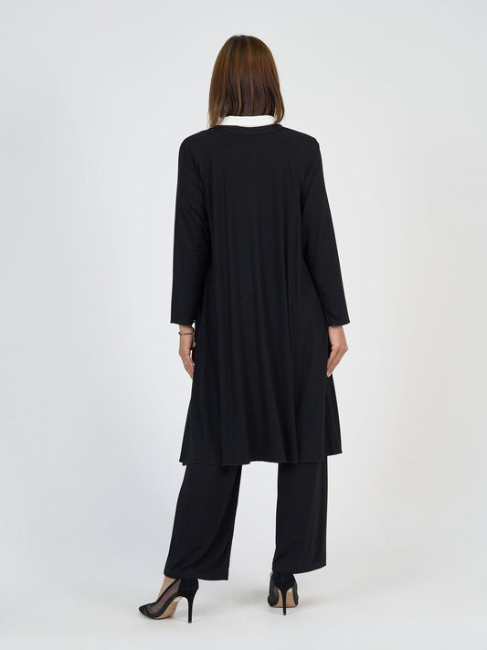 Lou Lou Quatro Longline Bamboo Duster Cardigan (Black)