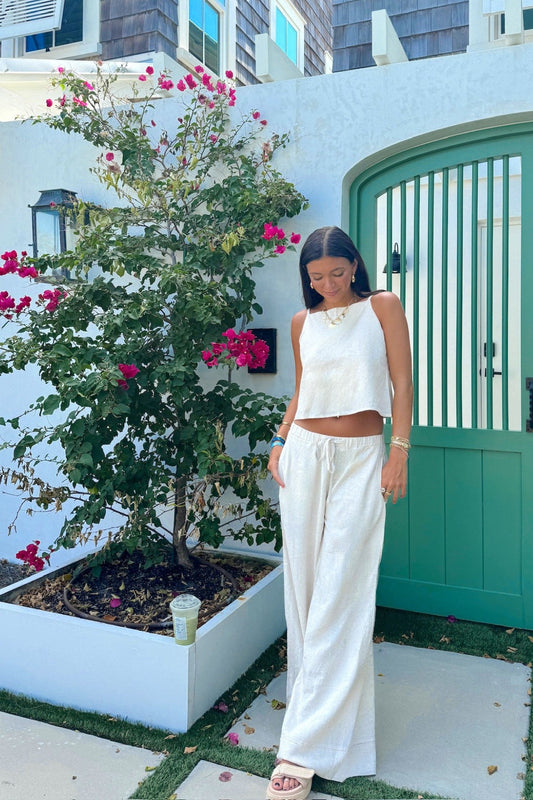 Heychic Levie Linen Wide Leg Pants (Beige)