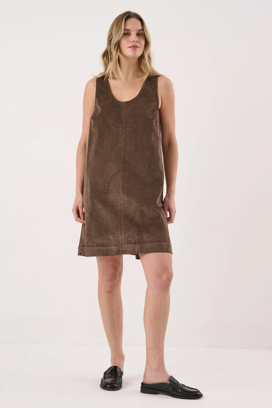 Sass Clothing Parco Cord Shift Dress (Mushroom)