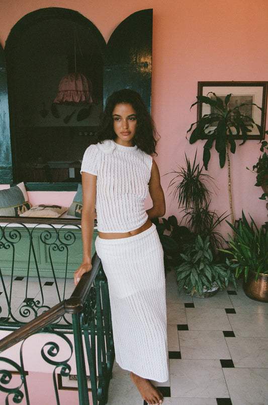 Loulou Midi Skirt (White)