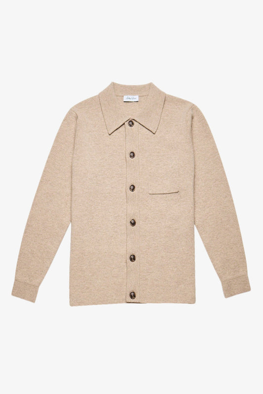 Anthony Squires Heavy weight cashmere blend cardigan (Fawn)