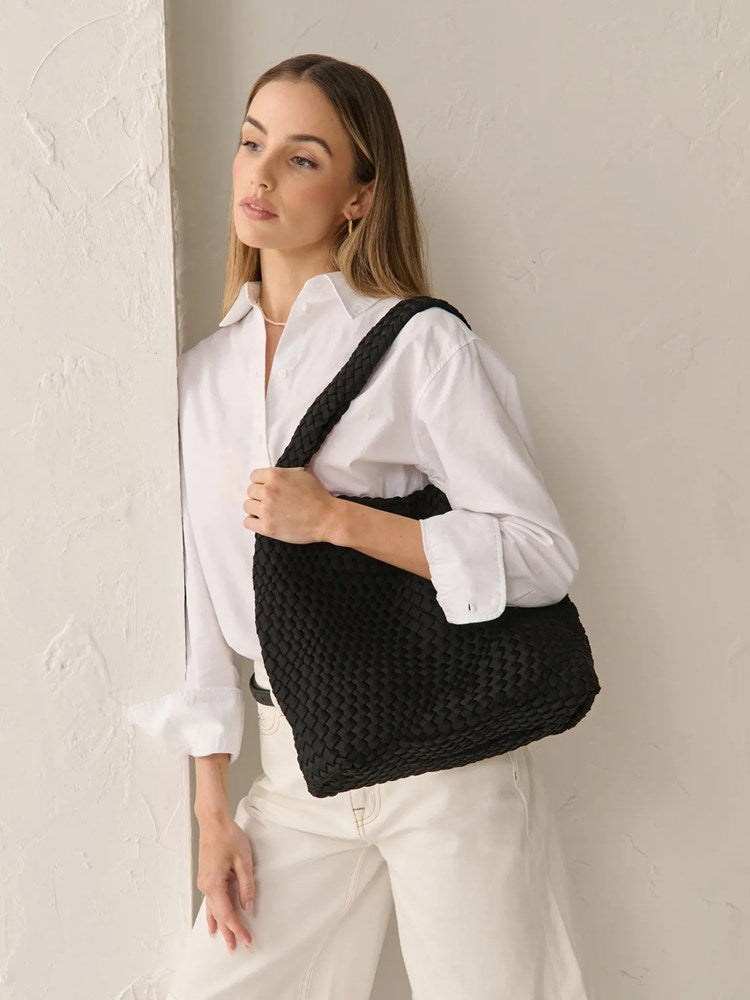 Betty Basics L&S Layla Woven Tote Bag (Black)