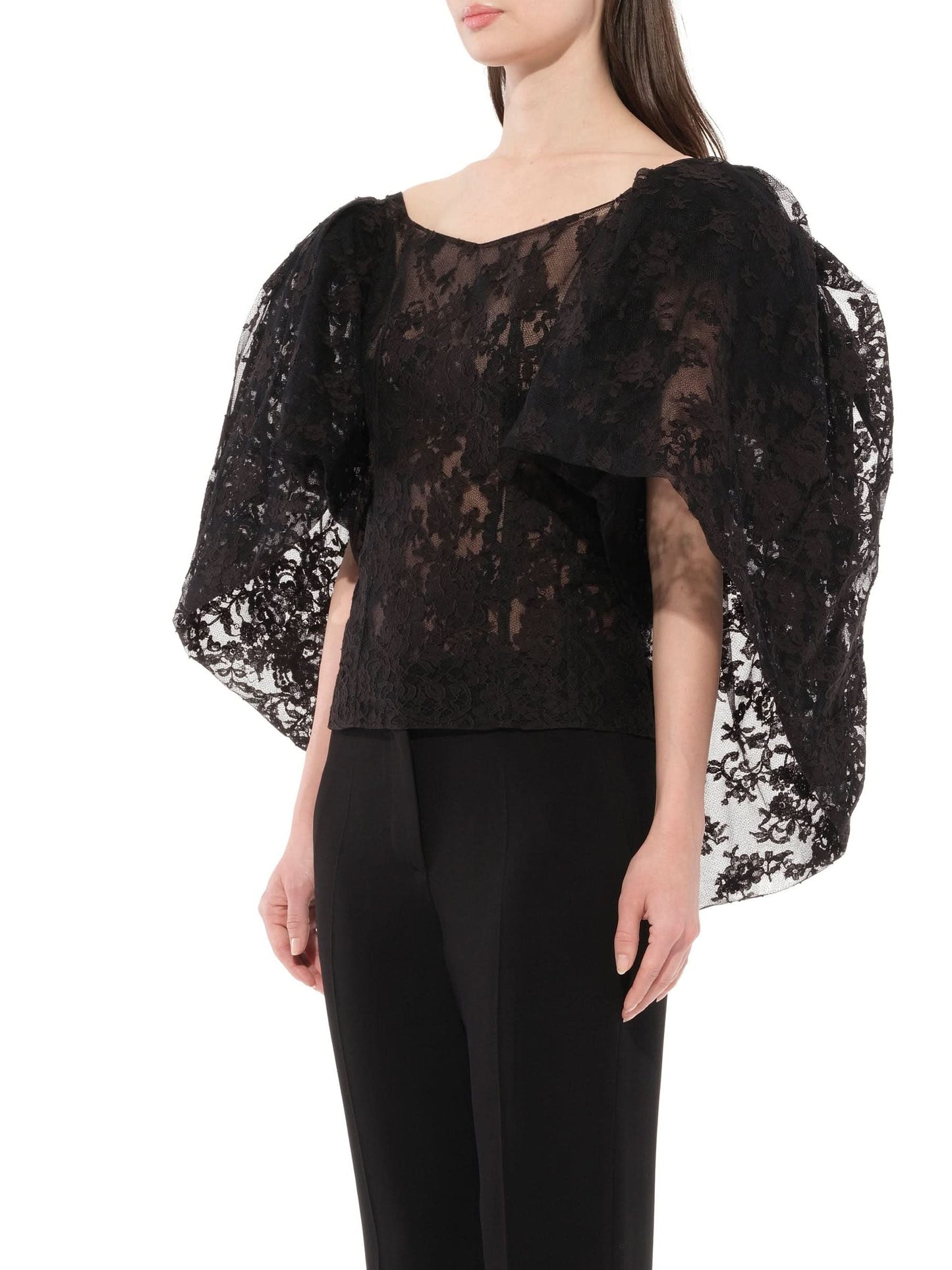 GIVENCHY Lace Puffy Cape Corset (Black)