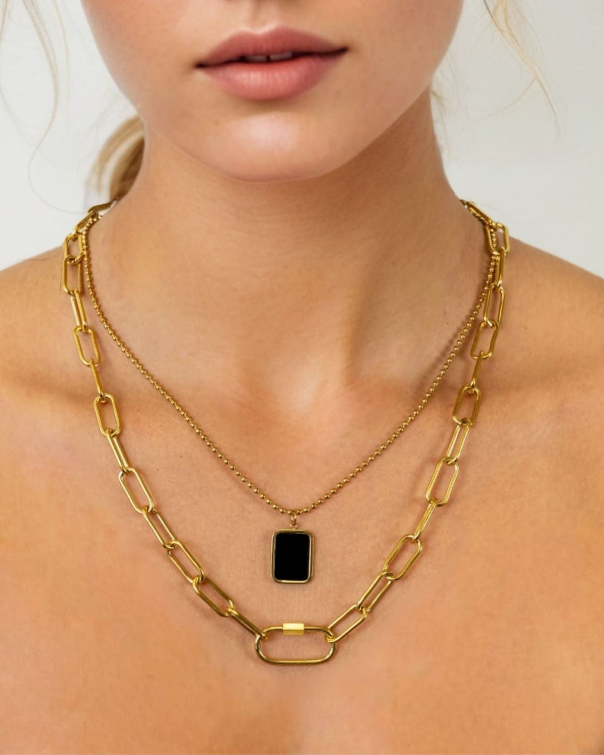 LAVANA Layer Me Paperclip Tag Gold Chain Necklace