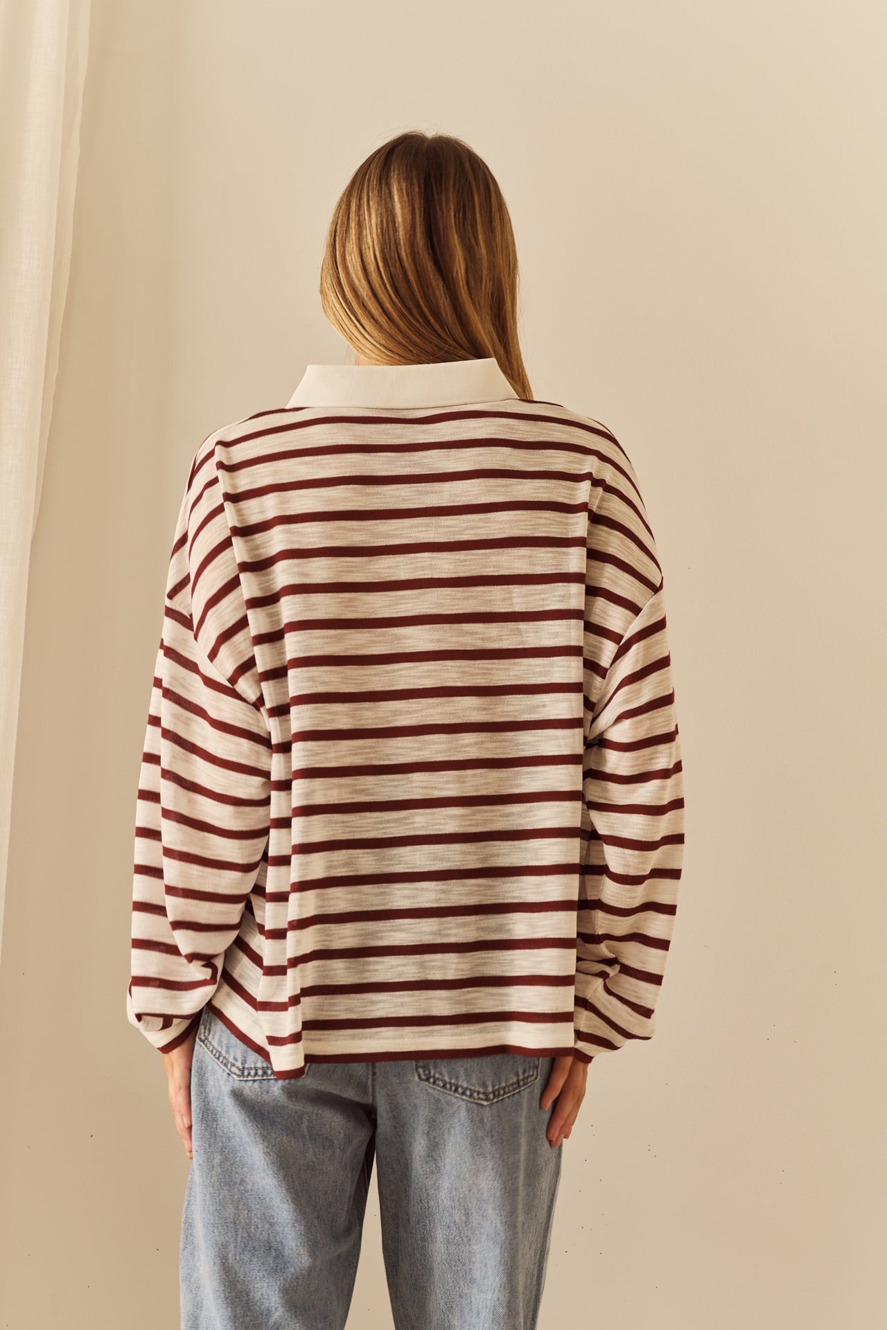 Sass Clothing Tate Rugby Top (White Burgundy)