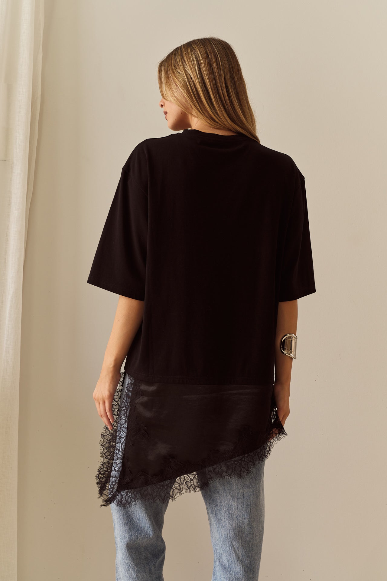 Sass Clothing Arlo Jersey Lace Tee (Black)