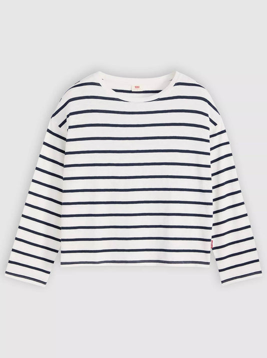 Levi'S Julie Slub Stripe Long Sleeve Top (Egret/Navy)