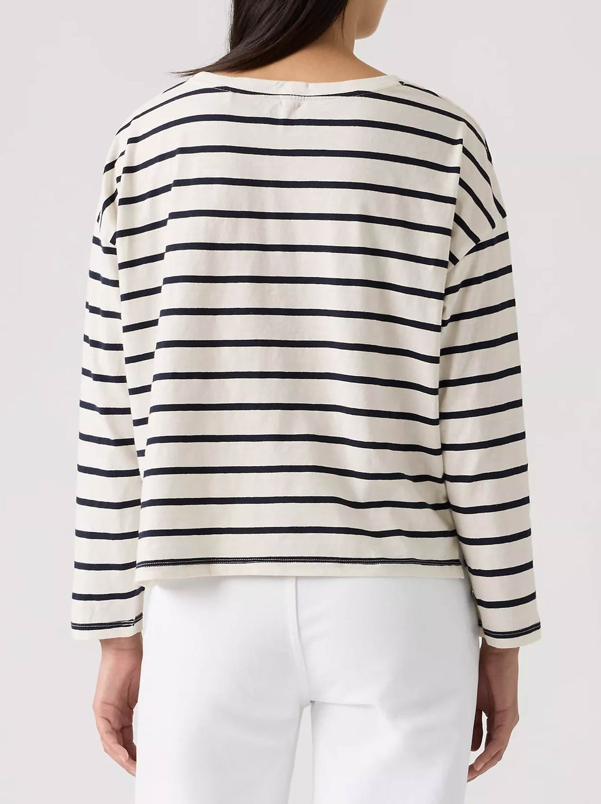 LEVI'S JULIE SLUB STRIPE LONG SLEEVE TOP (Egret/Navy)