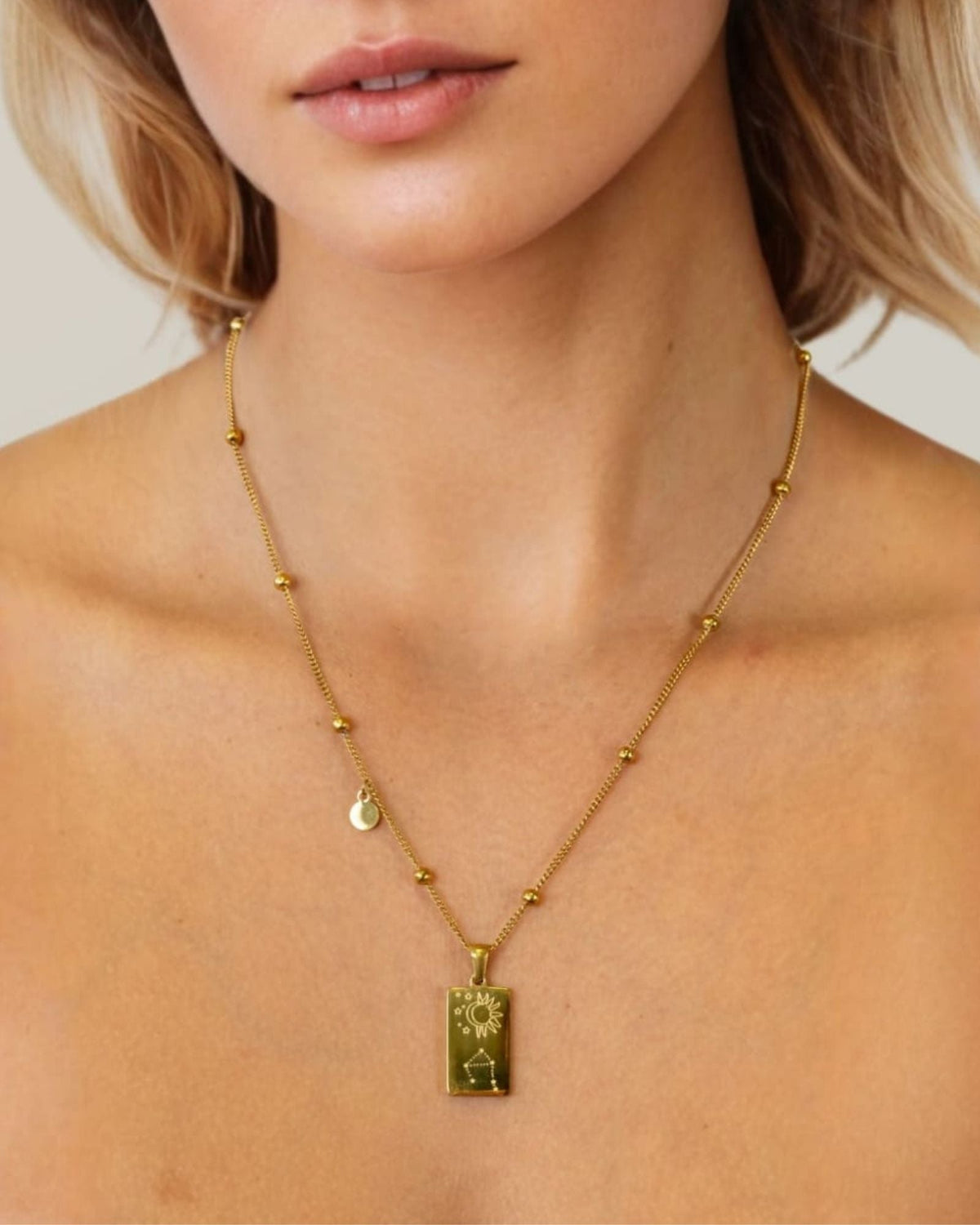 LAVANA Libra Gold Zodiac Tag Necklace