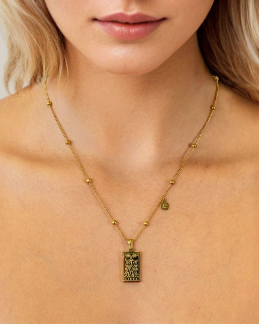 LAVANA Libra Gold Zodiac Tag Necklace