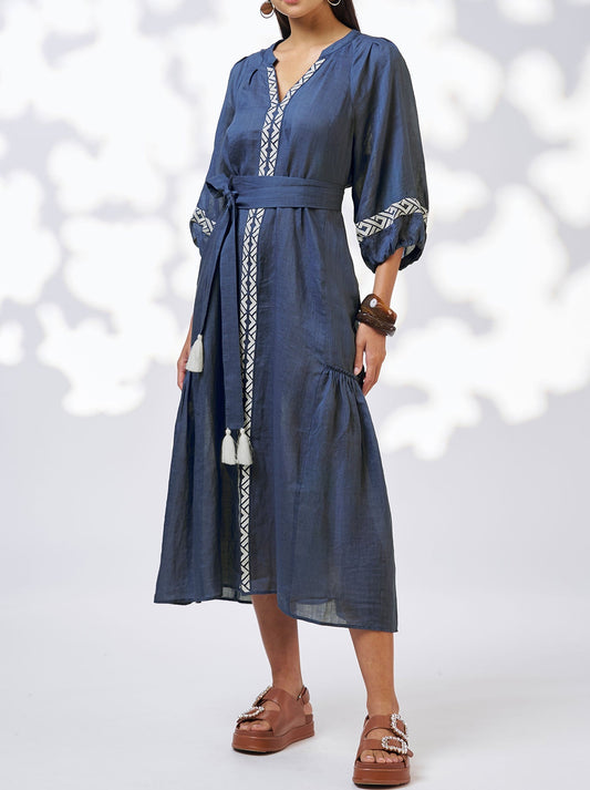 LOOBIE'S STORY MAYA MIDI DRESS (Denim Blue)