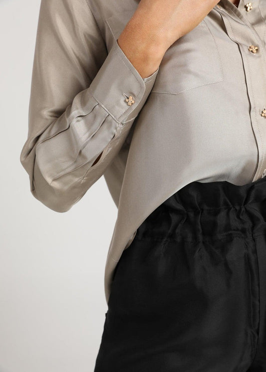 Lou Lou The Silk Long-sleeve Shirt (Biscotti)
