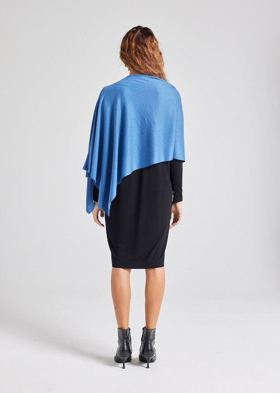 Lou Lou Carrie Cashmere & Bamboo Knit Poncho (Ocean Blue)