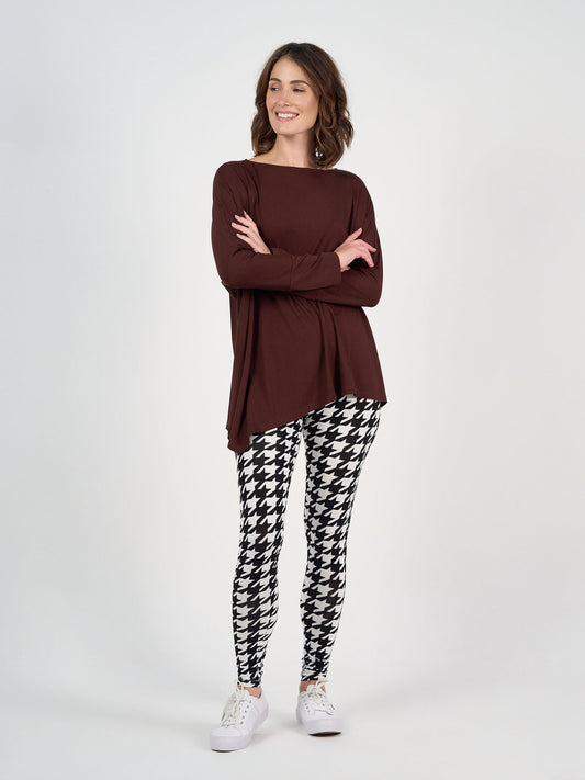 Lou Lou Luxe Bamboo Full-Length Legging Houndstooth (Houndstoth)