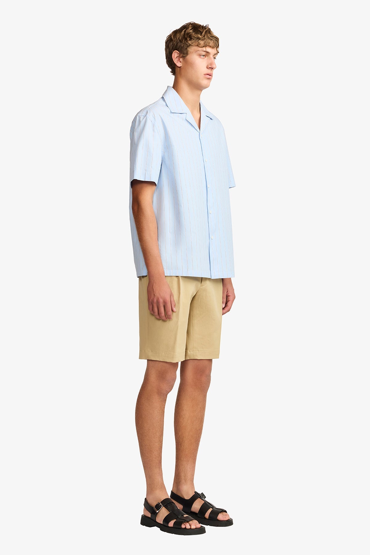 Anthony Squires Ly stripe poplin S/S shirt (Blue)