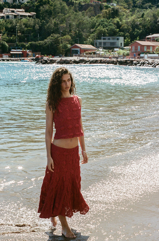 Maeve Midi Skirt (Red)