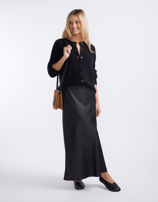 White & Co. Maison Wool Cashmere Cardigan (Black)