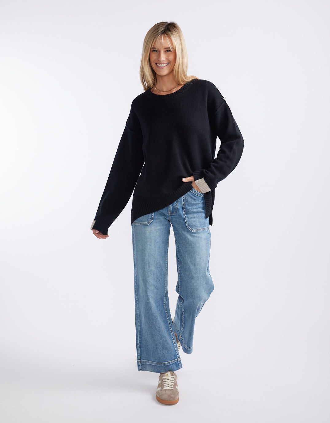 White & Co. Marais Wool Cashmere Knit (Black)
