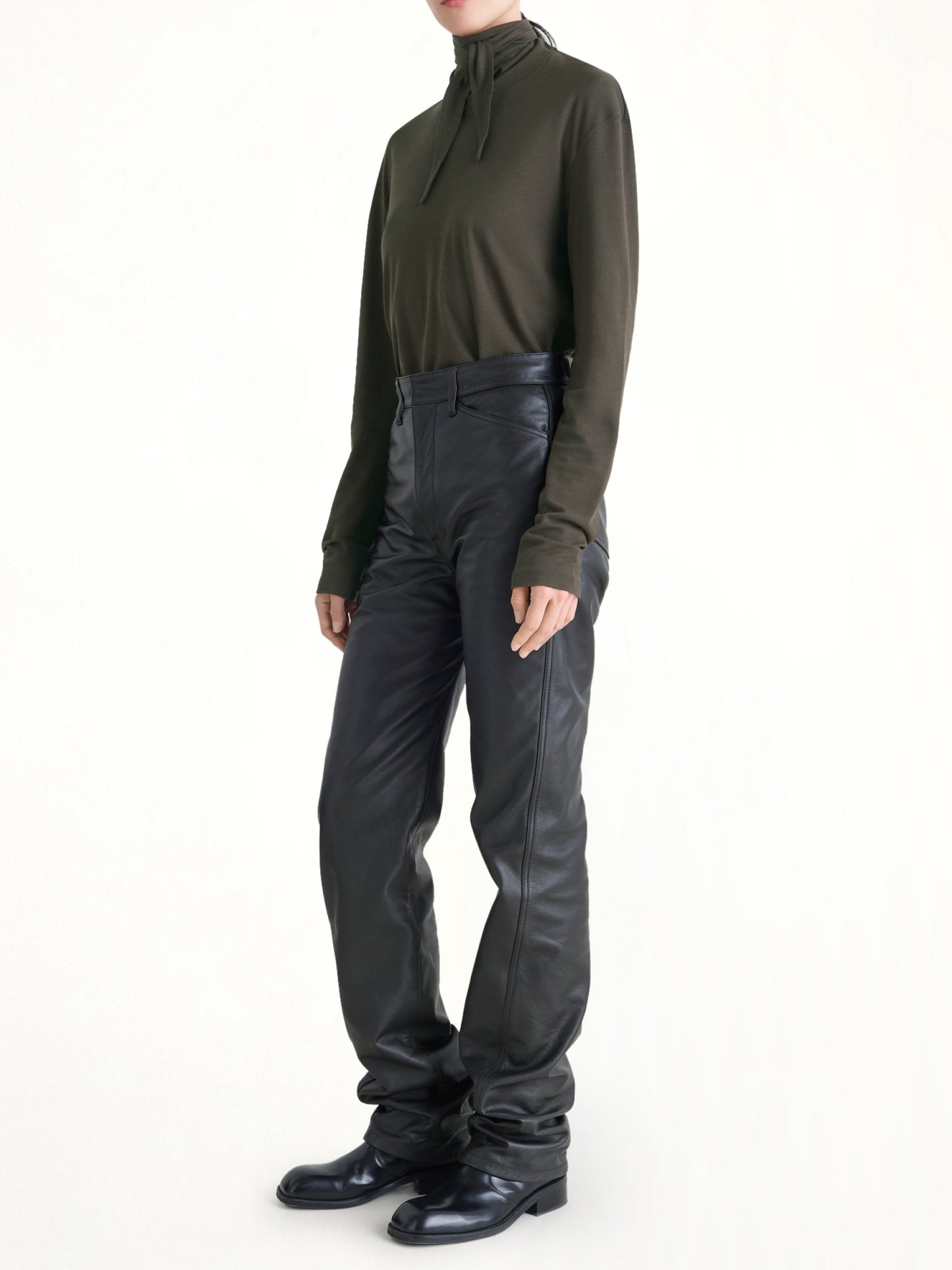 LEMAIRE Long Sleeve Foulard Top (Dark Espresso)