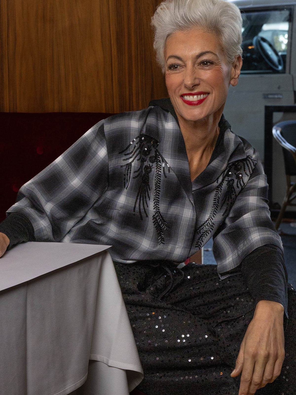 M.A DAINTY PHOENIX SHIRT (Black/Blue Plaid)