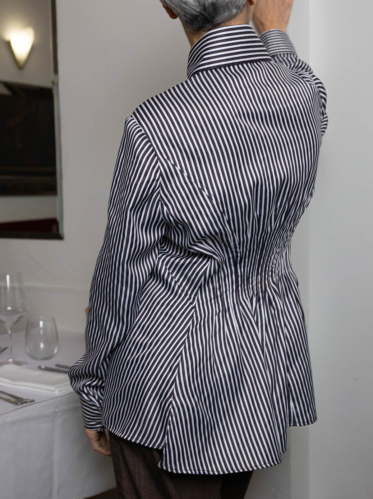 M.A DAINTY KEYES SHIRT (Blue/Brown Stripe)
