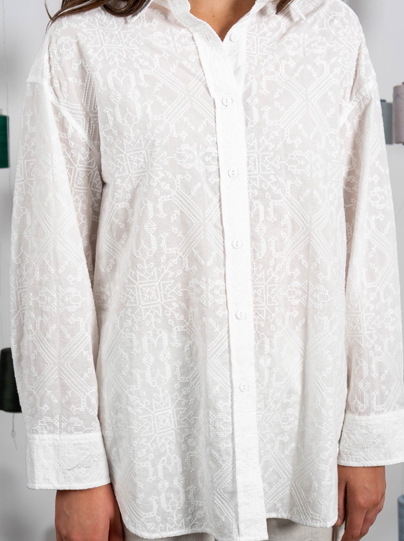 M.A Dainty Jarrah Shirt (Embroidered White)