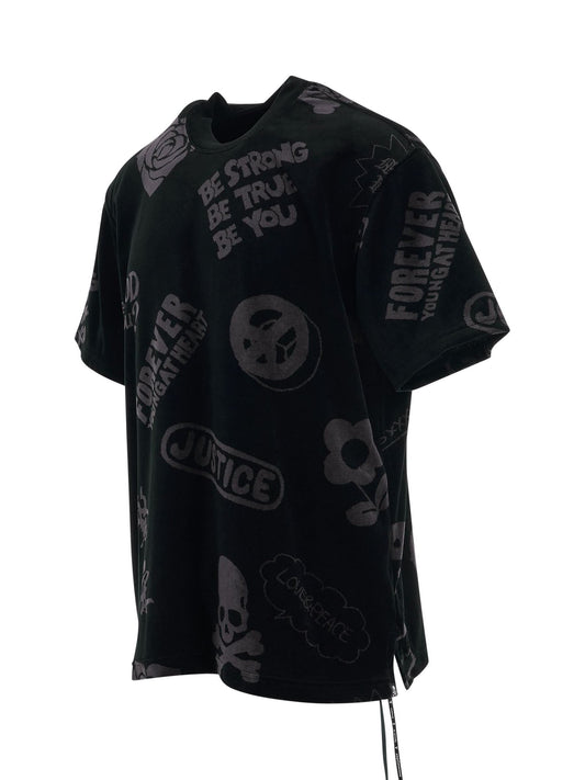 MASTERMIND JAPAN All Over Logo Velour T-Shirt (Black)