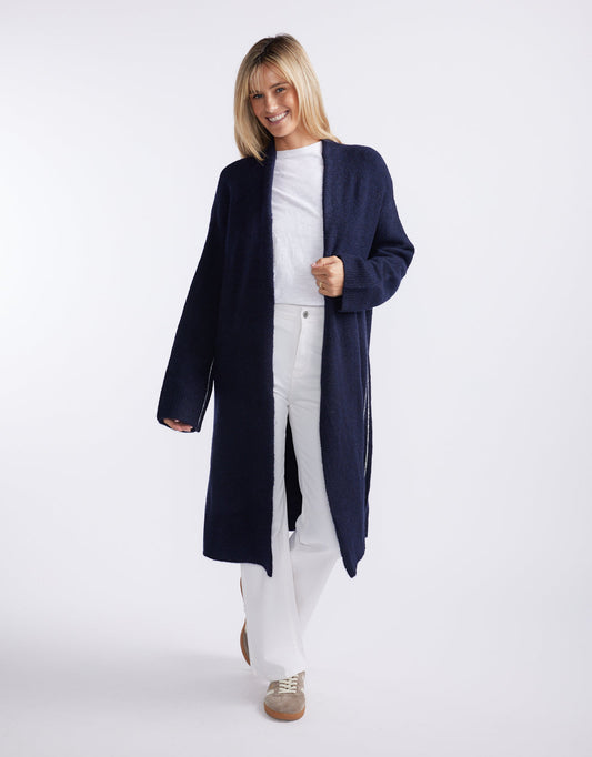 White & Co. Montreux Wool Alpaca Longline Cardigan (Navy)