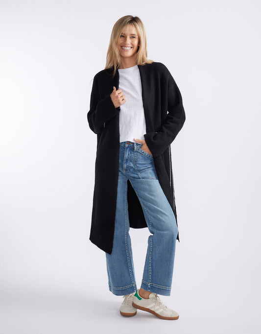 White & Co. Montreux Wool Alpaca Longline Cardigan (Black)