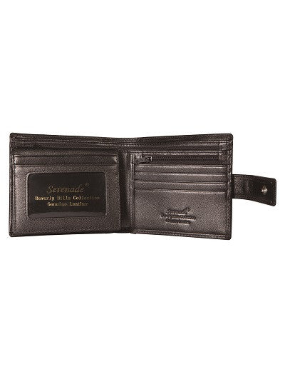 CAESAR MEN'S LEATHER BILLFOLD WALLET WITH TAB CLOSURE AND RFID- GRAIN FINISH (BLACK)