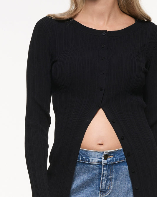 Soon Maternity Mabel Crew Neck Cardigan (Black)