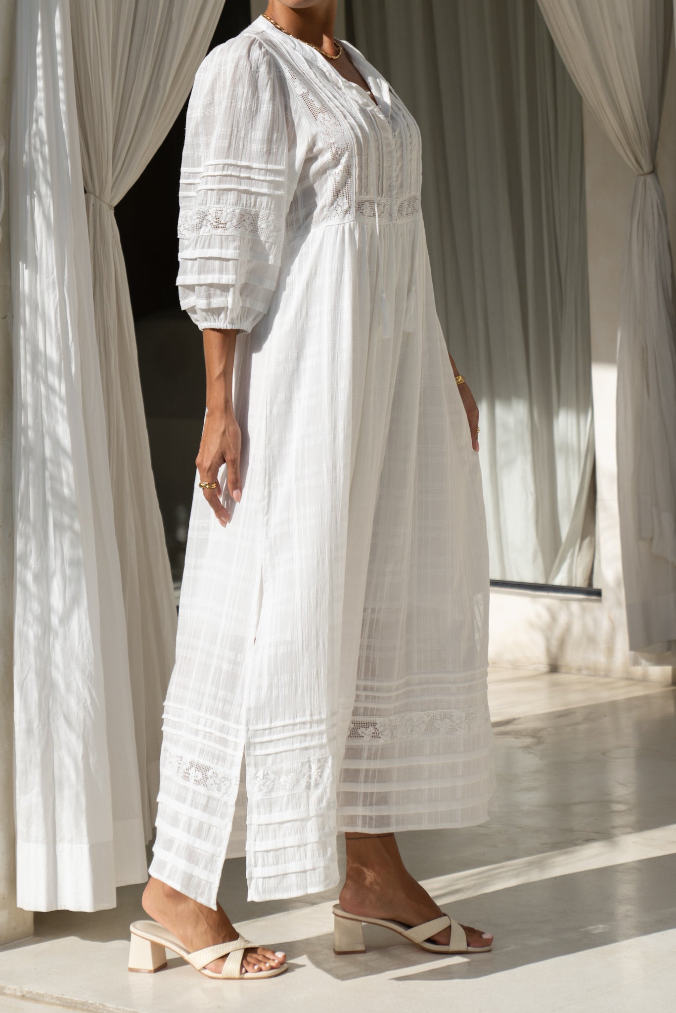 Heychic Macie Lace Detail Maxi Dress (White)