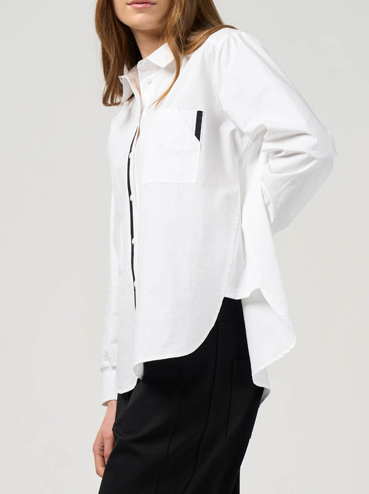 Madly Sweetly Mixed Media Shirt (White)