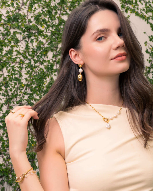 LAVANA Majorca Gold Pearl Drop Earrings