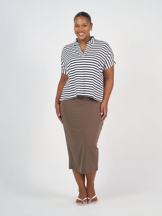 Lou Lou Maxi Bamboo Whitney Tube Skirt (Chocolate)